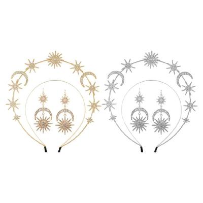 Ensemble Boucles d'Oreilles Pince à Cheveux Double Couche Baroque Scintillant Texture Alliage Convient pour les Fêtes, Mariages et Occasions du Soir
