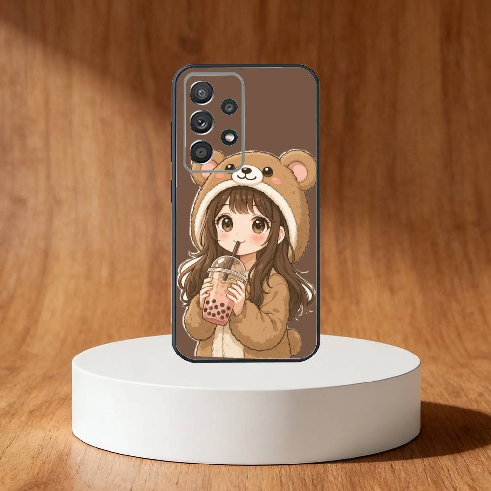 Cartoon Girl Pattern Phone Case For Samsung S25,S24,S21,S22,S23,S30,Ultra,S20,Plus,Fe,Note,10,9,5G Black Cover
