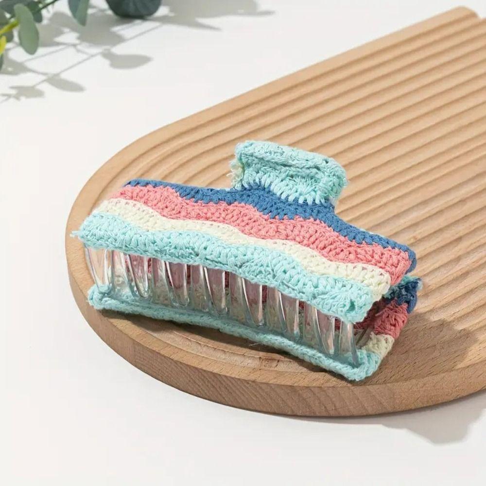 Strawberry Floral Knitted Crab Clip Flower Bohemian Style Hair Claw  Girls