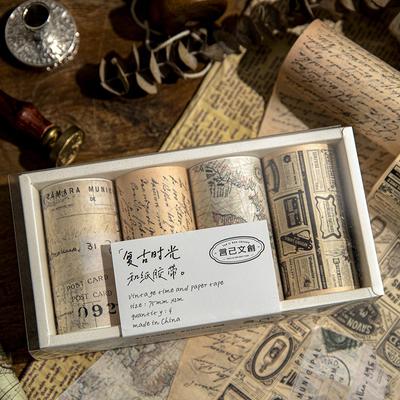 4 rolki Vintage Antique zestaw taśm Washi klasyczny szeroki Retro maskująca taśma dekoracyjna do Diy Scrapbooking rzemiosło Journal Planner