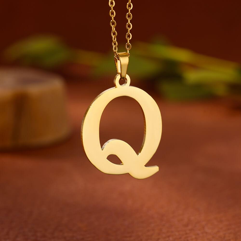 Elegant Initial Letter Stainless Steel Necklace Women Gold Color Alphabet Pendant Necklaces Vintage Waterproof Zircon Gifts