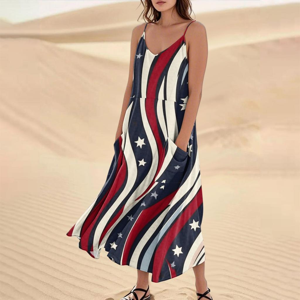 Women's Summer Dress Casual Loose Print Long Beach Vacation Dresses