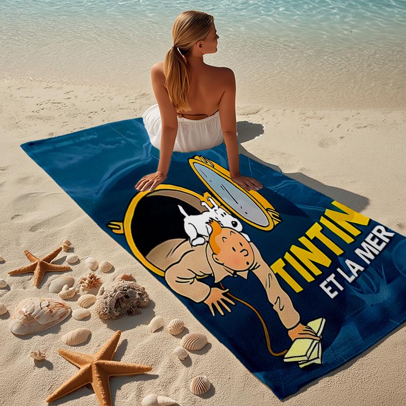 Asciugamano da spiaggia proof con un motivo de Le Avventure di Tintin2 - morbido, assorbente, ad asciugatura rapida, lavabile in lavatrice - perfetto per nuotare, campeggio, balneazione