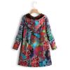 Winter Warm Floral Print Oversize Damenmantel Vintage Kapuzen-Oberbekleidung mit Taschen