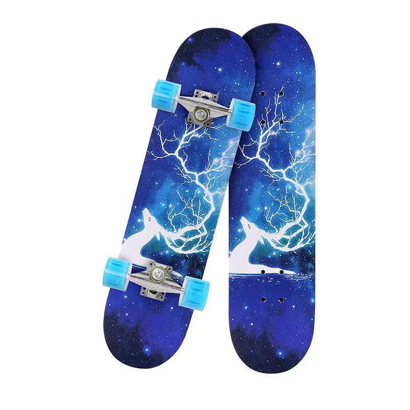 Spirit Deer Beginner Double-Kick Skateboard with Flashing Wheels