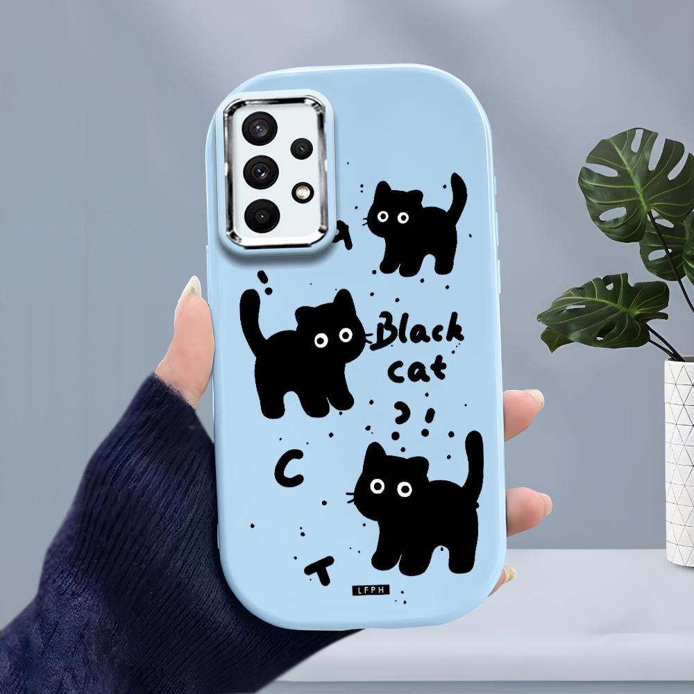 

Жидкий силиконовый чехол для телефона с милыми черными котами для Samsung Galaxy S24 S23 S22 S21 S20 FE Plus Ultra Note 20 10 A51 A52 A54 A73, противоударный мягкий чехол Samsung A33 5G синий
