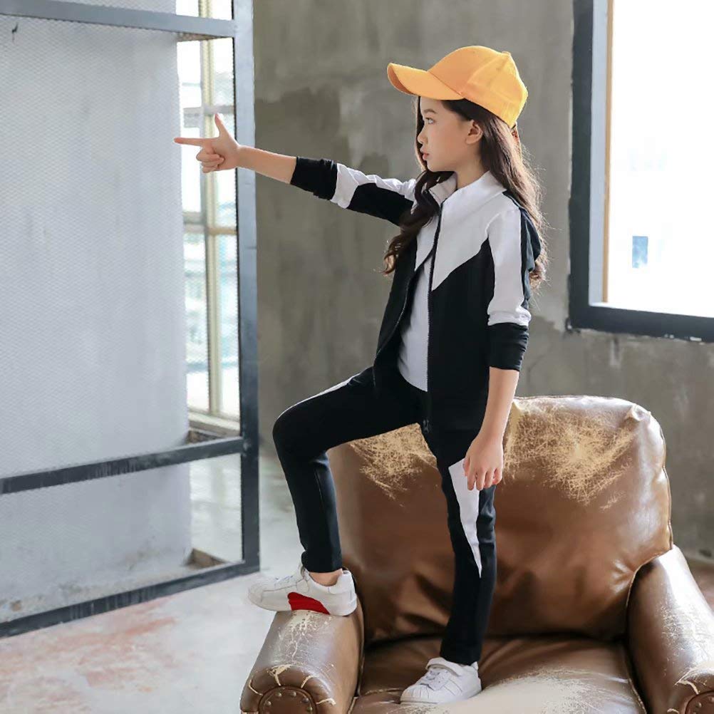 Set Top and Bottom Athletic Physical Long Dance A1540 [ANGELCITY] Children's Clothing, Girls' Tracksuit, Cotton, Kids' Up, Set, 2-piece Set, Simple,