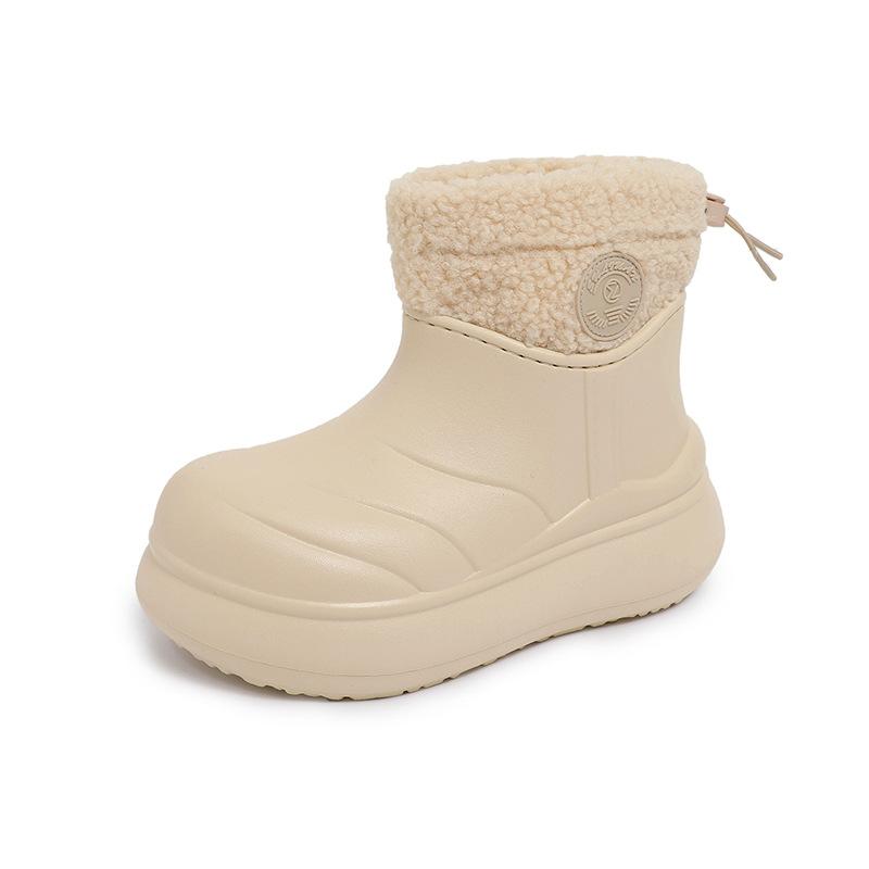 Women's Large Size Soft Sole Winter Warm Waterproof Fur One Anti-slip Snow Boots Padded Lined Ankle Boots Waterproof Outdoor Sports Cotton Boots