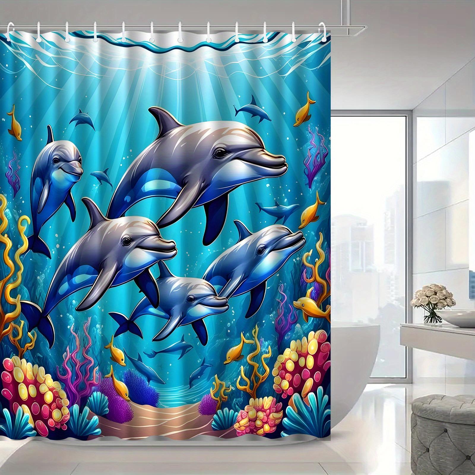 

Ocean Dolphin Shower Curtain - Vibrant Coral Reef Design, Waterproof Fabric For Bathroom Decor, Ideal Gift For Marine Life W60H190(CM)-1 Pcs