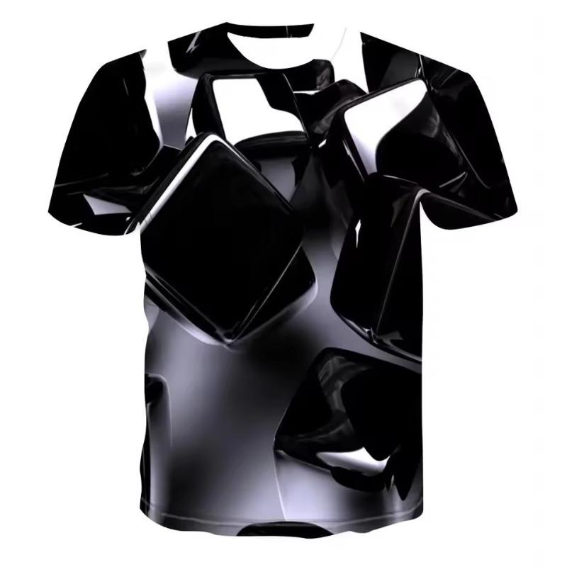 Men's Casual 3D Printed T-shirt O-Neck Fashionable and Fun Three-Dimensional Short Sleeved Plus Size Comfortable Top