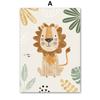 Cute Lion Giraffe Zebra Leaf Nursery Wall Art Canvas Painting Jungle Animal Posters And Prints Pictures for Baby Kids Room Decor