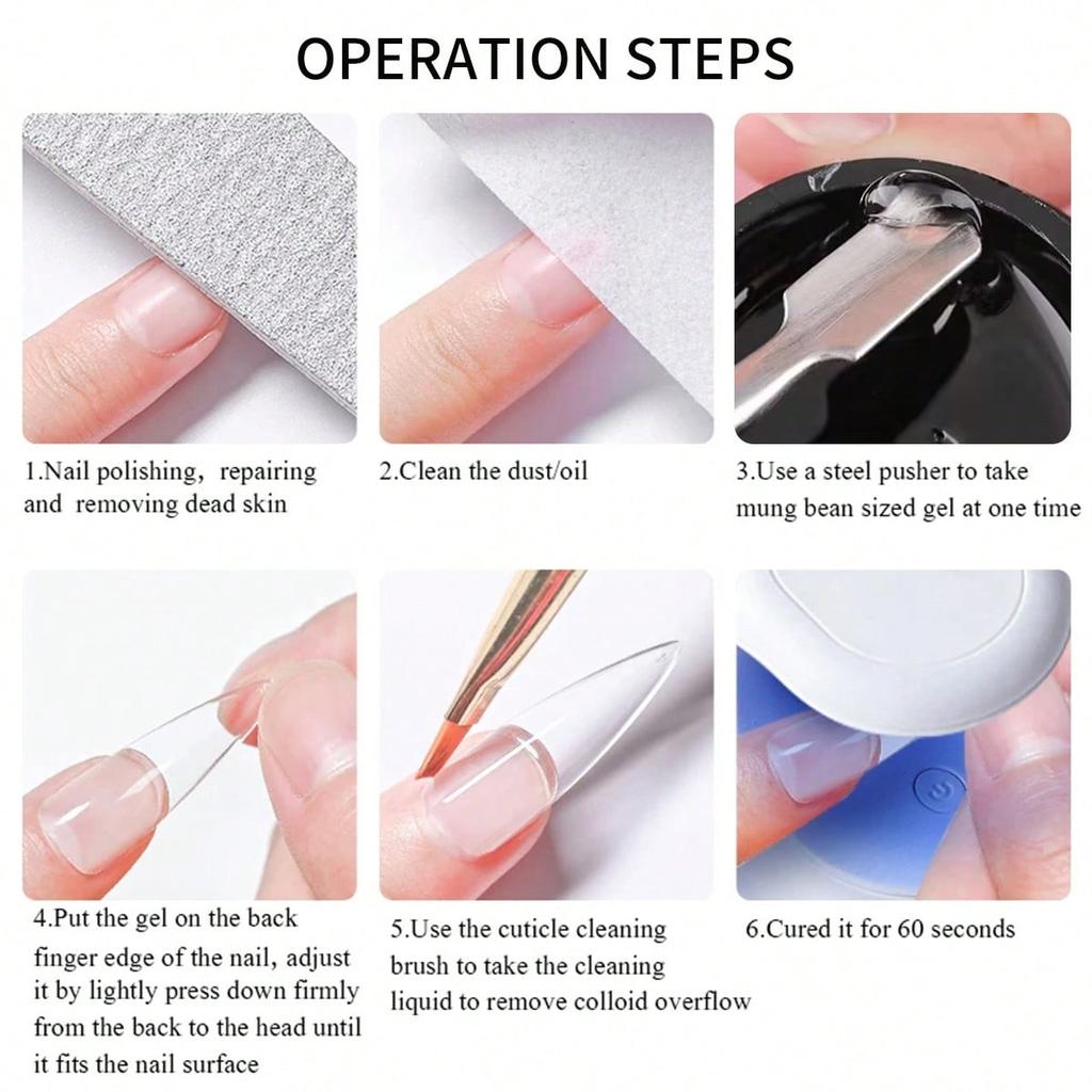 1pc 100g Transparent Soft Nail Tips Gel Polish For False Nails UV Glue Nail Extension Function Design Manicure Tools