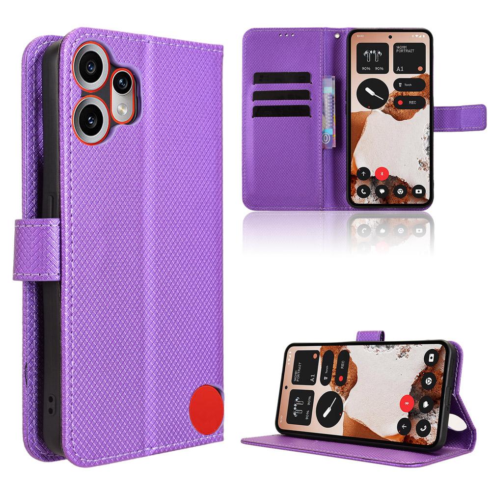 

Для Nothing CMF Phone 2 Pro Шкіряний чохол-гаманець з ремінцем Текстура діаманта Чохол для телефону E