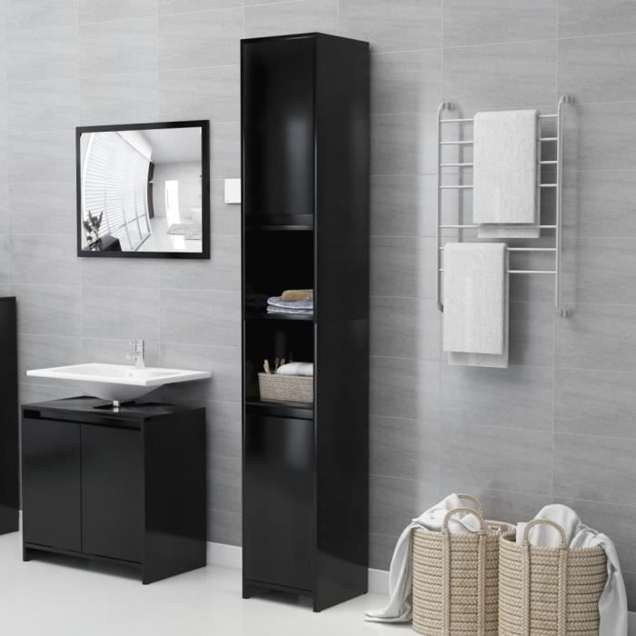 VidaXL Bathroom Cabinet Black 30x30x183.5 Cm Engineered Wood 802670