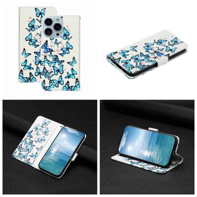 Blue Butterfly Swarm Pattern Shockproof Card Slots PU Leather Wallet Case for iPhone,Samsung,Huawei,Xiaomi,Moto,Tecno,Google,Nokia,Oppo,ZTE,Blackview.
