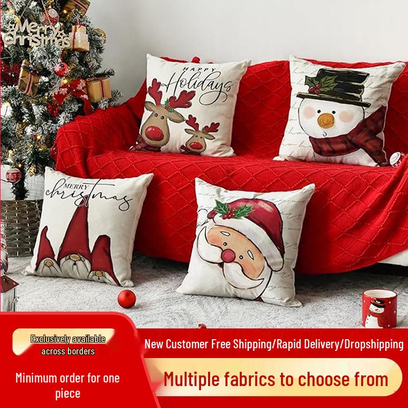 New Christmas Linen Pillowcase Cover - Home Decor Cushion