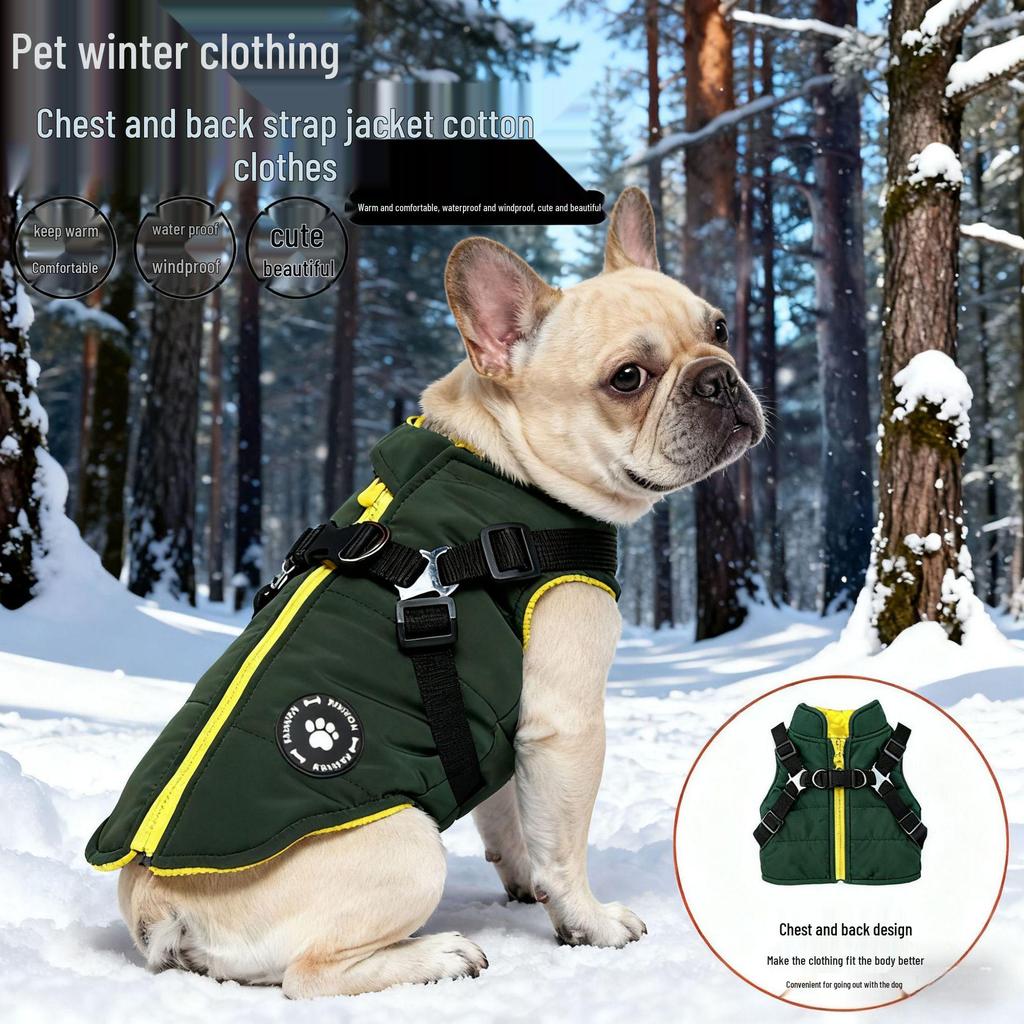 French Bulldog Teddy Small Dog Autumn/Winter Warm Leash Jacket
