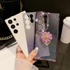 For Samsung Galaxy S25 Ultra Luxury Plating Rhinestone Frame Diamond Ring Stand Phone Case For Samsung S22 S23 S24 S25Plus Cover