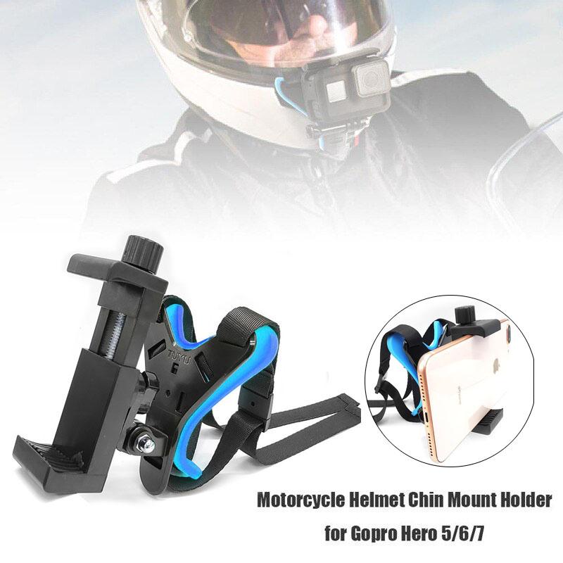 Držák na bradu pro motocyklovou helmu, držák telefonu na motocykl, cyklistiku, jízdu na koni, natáčení, stojan na mobilní telefon, držák sportovní kamery pro GoPro