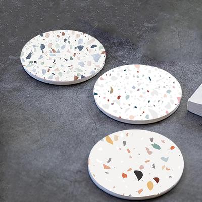 Terrazzo Ceramic Absorbent Coasters Avoid Furniture Being Scratched Coffee Table Decor Housewarming Gift for Home Decor