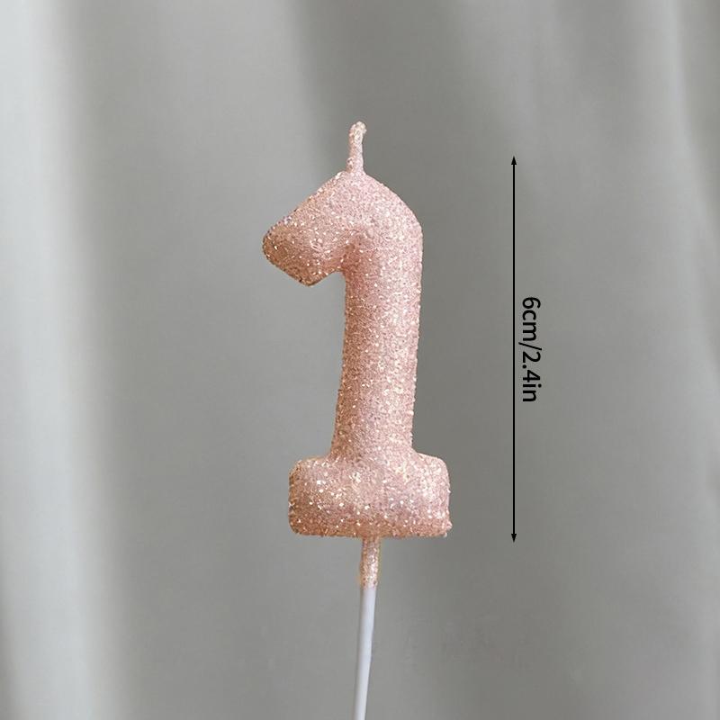 Pink Crown Candle Birthday 0-9 Number Cake Decoration Digital Candles Dessert Insert Decor Party Anniversary Day Cake Decor