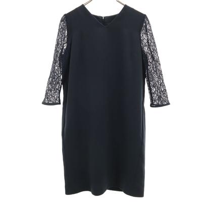 UNITED ARROWS GREEN LABEL RELAXING 7-Ärmel V-Ausschnitt Knielanges Kleid Damen Gebraucht
