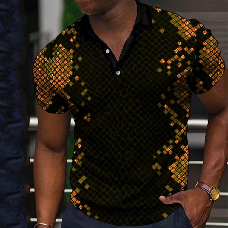 Men Polo Shirt Short Sleeve Dot Printing 3d Print Tops Fashion Polyester Breathable Comfortable Polos Shirts