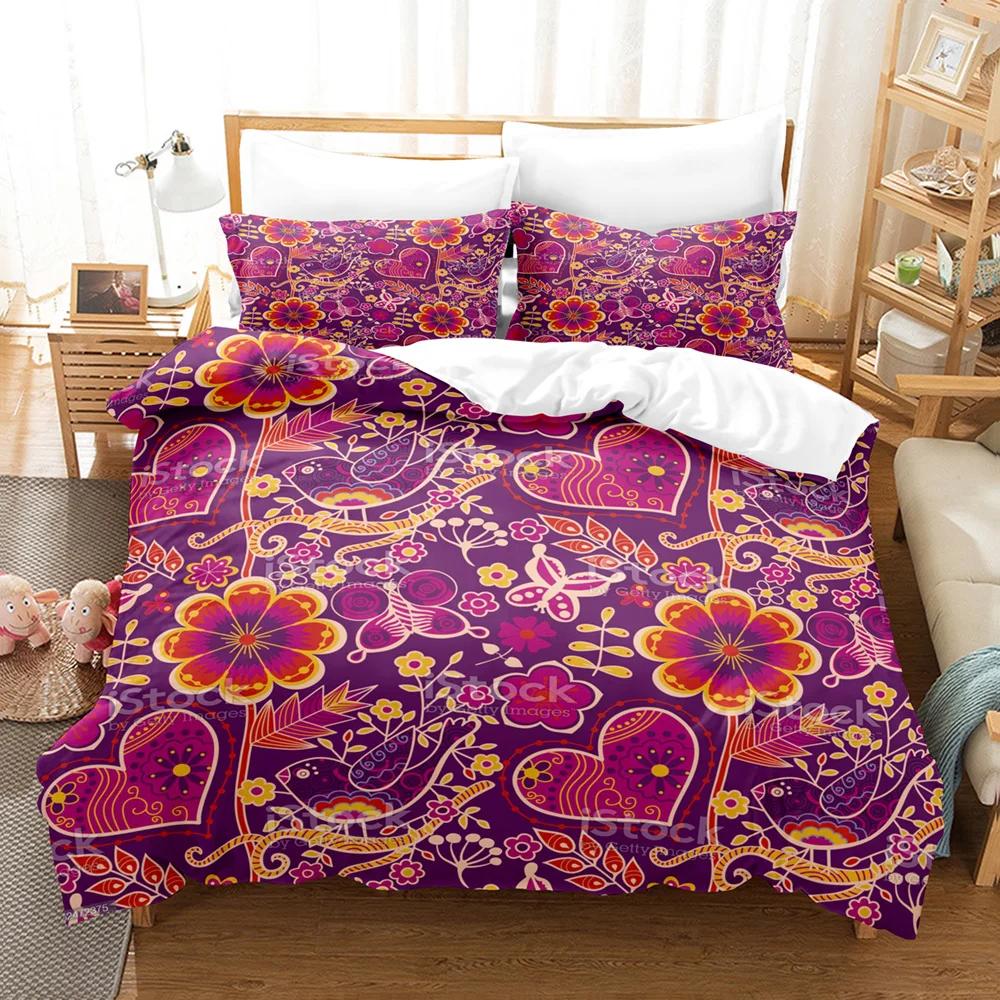 3D Print Purple, Pink, Blue, Green Mandala Duvet Cover Set Datura Jacquard King Size Bedding Sets For Home Dormitories,hotel Bed
