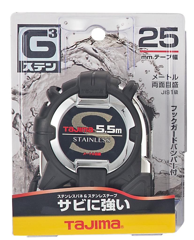 Tajima G3 Stenlock 25 Acier Inoxydable Convexe x G3SL2555BL Ruban, 5,5m 25mm,