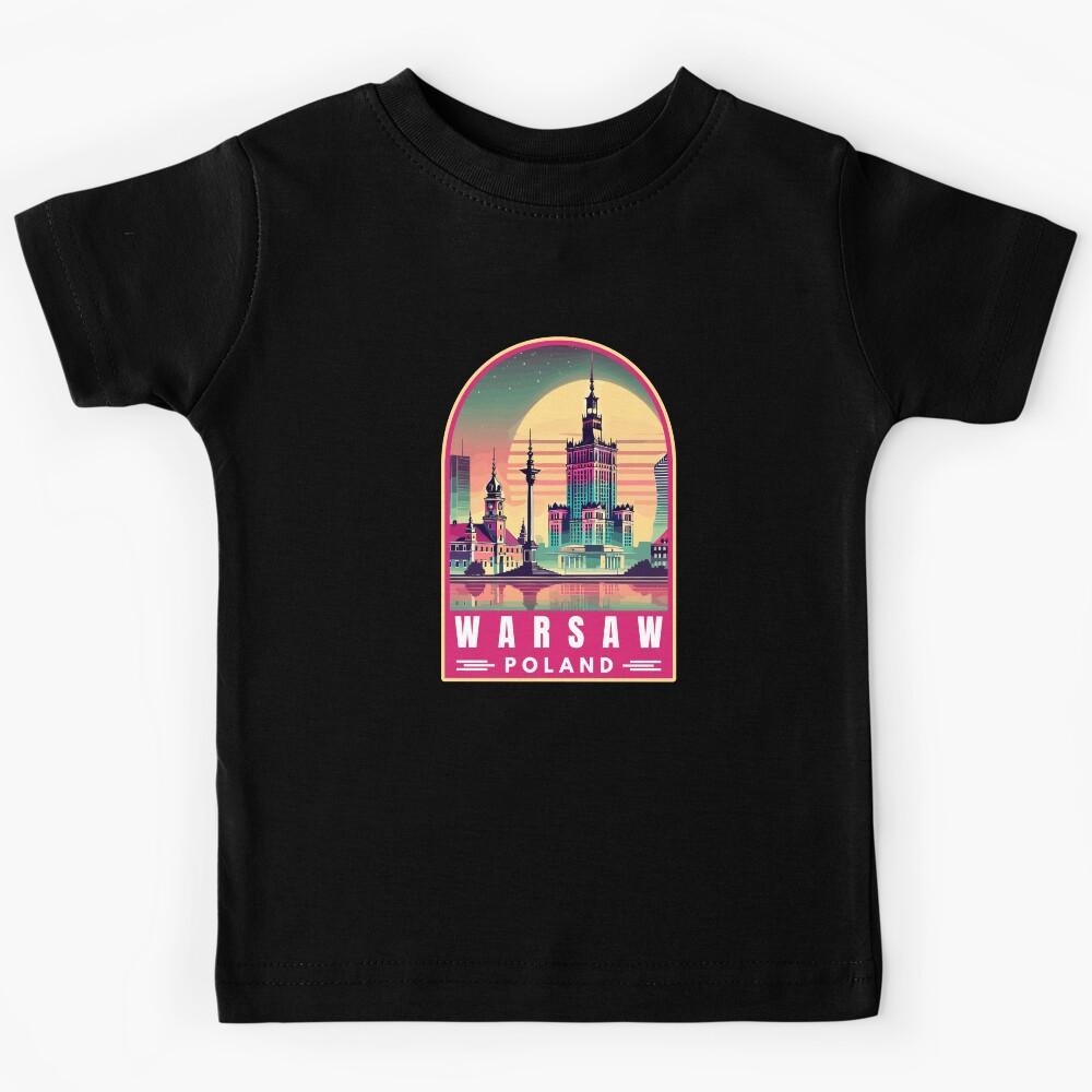 Warsaw in Poland Vintage Travel Art Landscape Kids T-Shirt 160