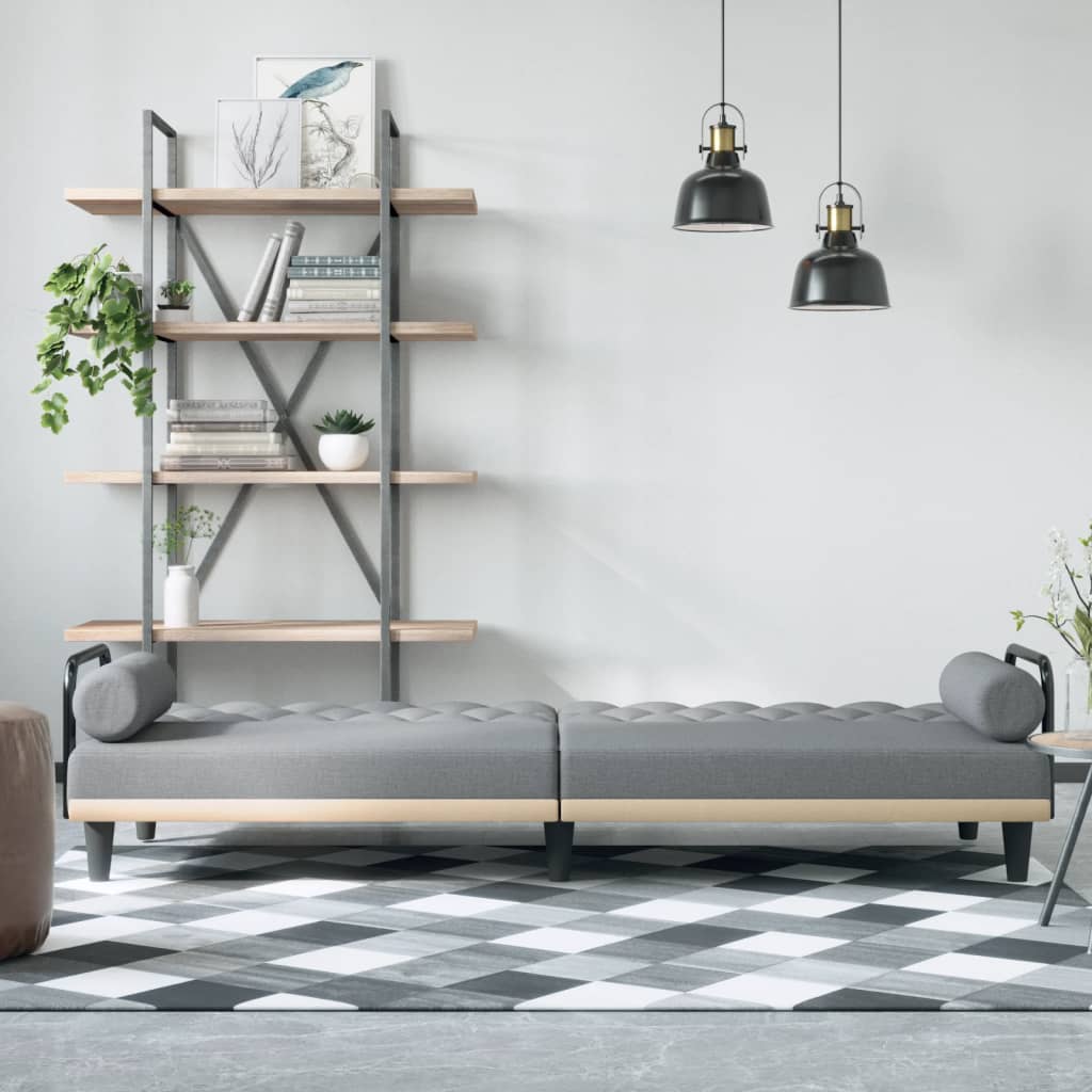 Vidaxl Foldable Sofa With Armrests, Light Gray, Fabric Upholstered