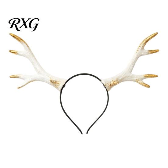 Fascia Retro Ruggine con Corna di Cervo per Capelli, Fascia Halloween con Corna di Cervo, Costume Cosplay Realistico da Foresta, Fascia Gotica da Fata Elastica per Donne