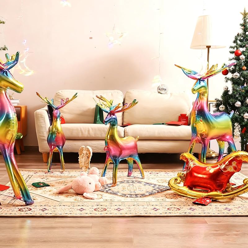 Daisy Flower Aluminum Film Balloon,Baby Shower Decoration Banners,Happy Birthday Decorations Felt Bunting for Birthday Party Supplies, Happy Birthday Christmas Elk Balloon