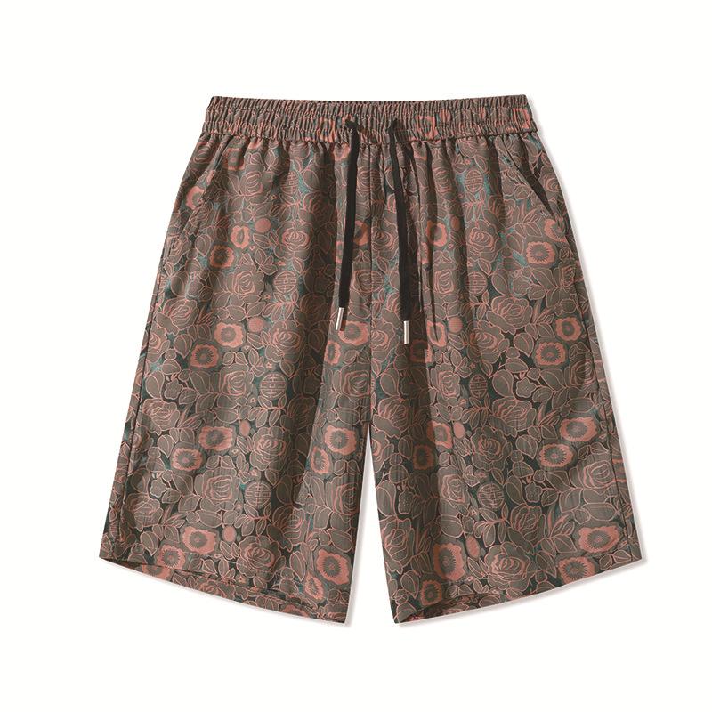 Summer Thin Ice Silk Quick Drying Casual Shorts for Men, Fashionable Loose Straight Tube Versatile Sports Five Quarter Pants