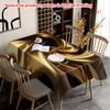 2D Flach 1 Stück Tischdecke mit dunkelbraunem Hintergrund und goldenem Wirbelmuster, Stilvolles und einfaches Design, Geeignet für Esszimmer, Wohnzimmer, Outdoor