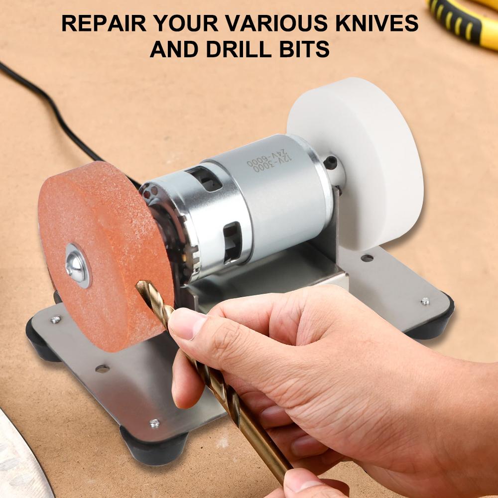 Double Grinder MachineArtifact Table Grinder Motor Electric Grinding Wheel Grindig Stone Micro Coarse and Fine Polishing Mini
