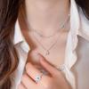 Luxury Double-Layer Pearl Zirconia Square Geometric Necklace - Versatile Clavicle Chain for Chic Commuting