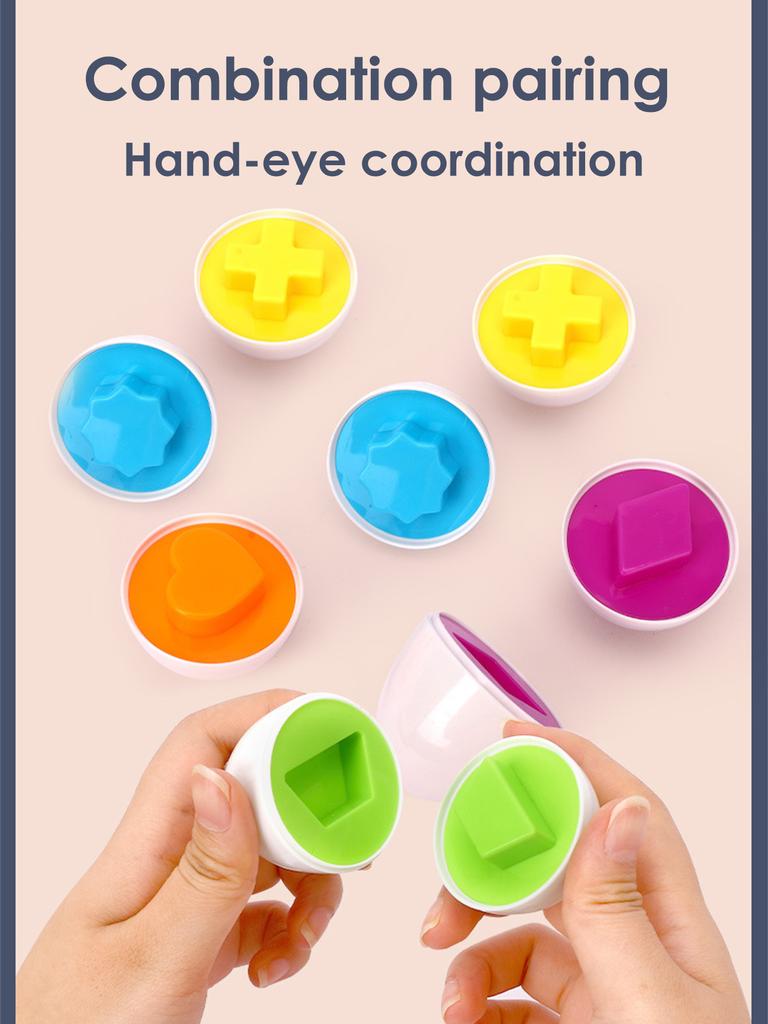 Non-Toxic 6Pcs Baby Smart Eggs Montessori Educational Toys For Children Color Shape Matching Recognize Toddler Intelligent Learning