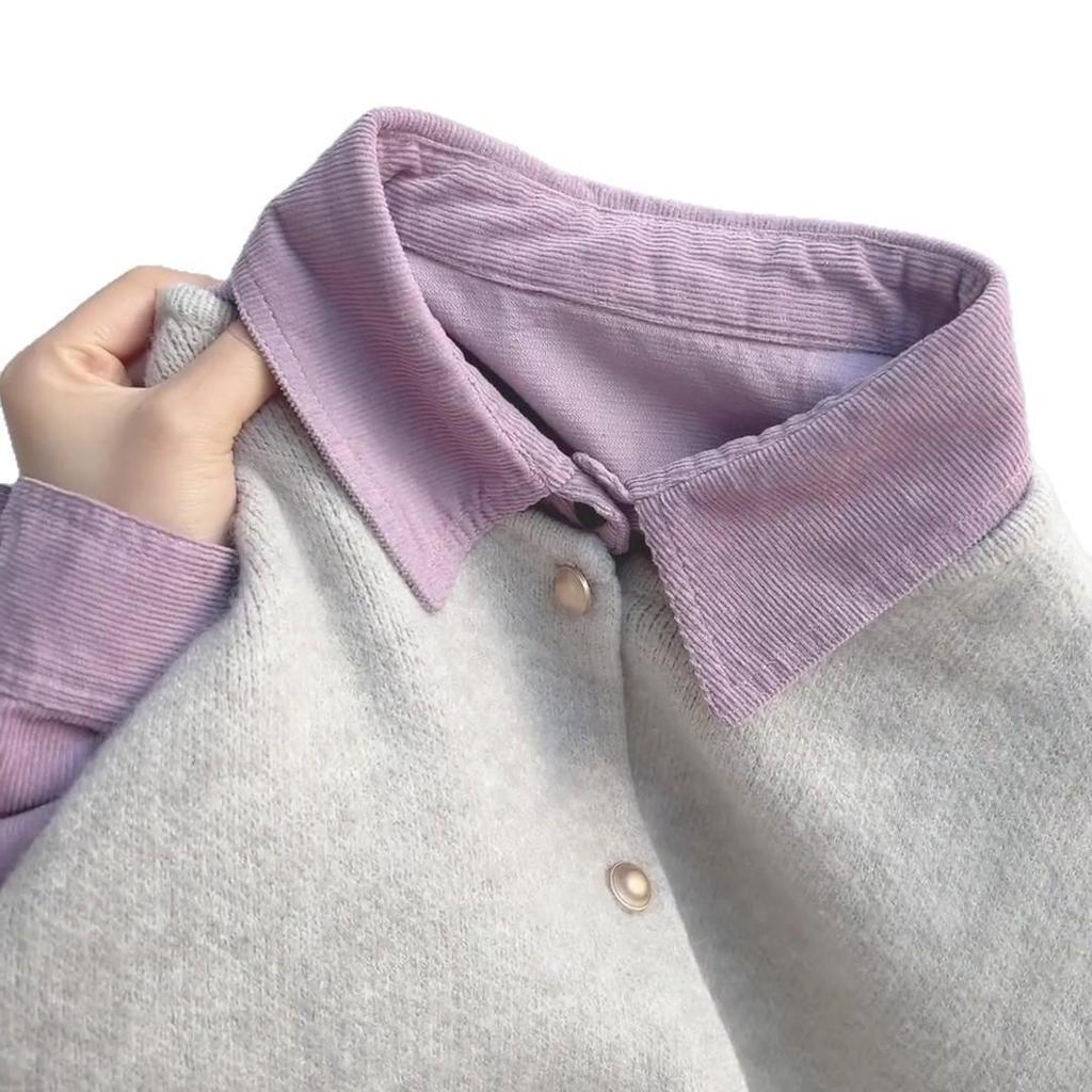 Japanese Retro Corduroy Lapel Shirt & Knit Vest Layered Set for Fall/Winter