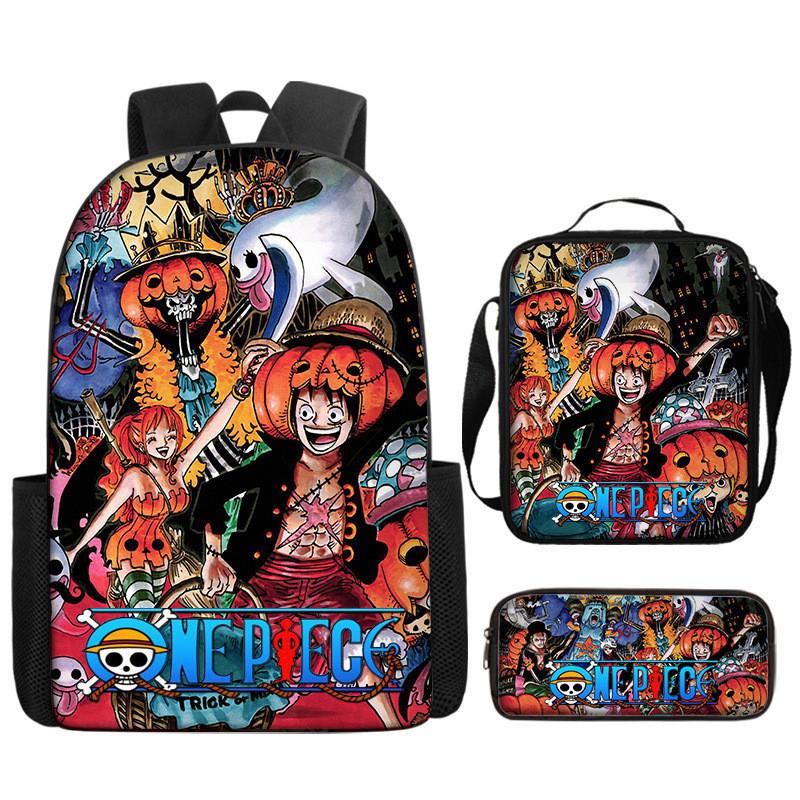 One Piece Piece Anime School Backpack With Air Cushion Straps And Durable Material For Children