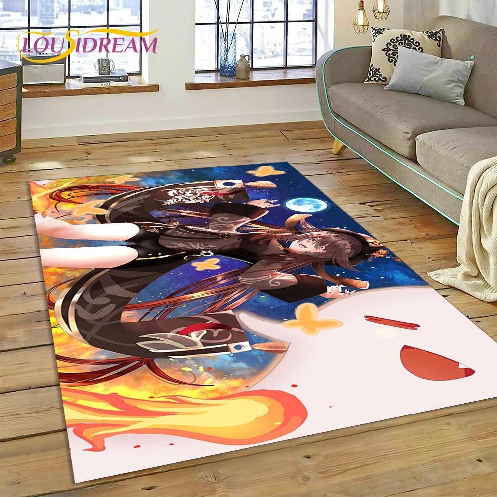 3D Latest Genshin Impact Cartoon Game Rug Carpet for Living Room Bedroom Home Decor,Floor Mat Non-slip Decoration for Sofa Gift