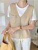 Korean Version Solid Pocket Knitted Vest Cardigan Women's Autumn Winter New Loose Fashion V-neck Sleeveless Sweater Vest