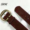 Wide Cinched Belt for Figure Shaping Vintage Waist Belt, Women Retro Faux Leather with C Buckle, Brown Suede High Street Dresses Jeans Soft Cincher