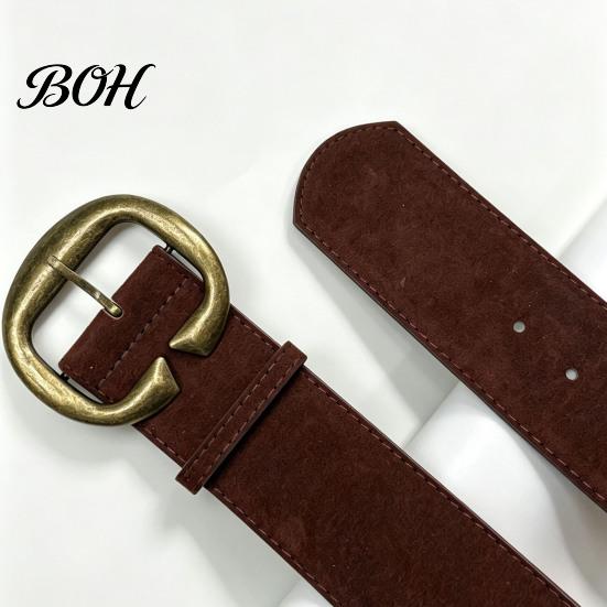 Wide Cinched Belt for Figure Shaping Vintage Waist Belt, Women Retro Faux Leather with C Buckle, Brown Suede High Street Dresses Jeans Soft Cincher