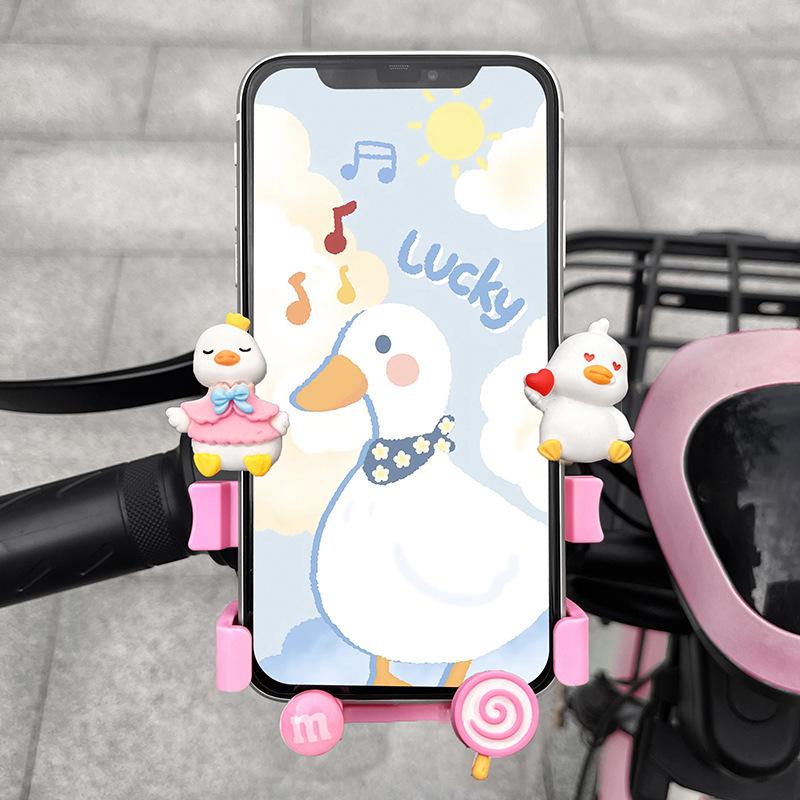 Cute Cartoon Shockproof Phone Holder for Bikes and Electric Vehicles - Ideal for Navigation and Delivery Riders