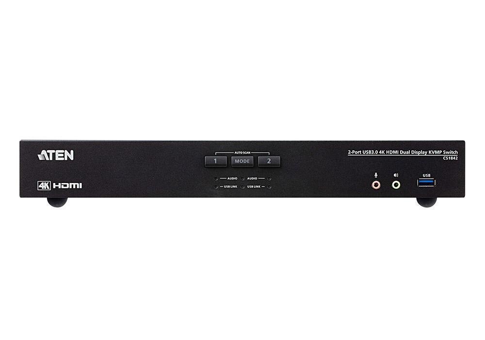 ATEN CS1842 2-Port USB 3.0 4K HDMI Dual Display KVMP Switch - KVM / Audio / USB Switch - 2 Ports