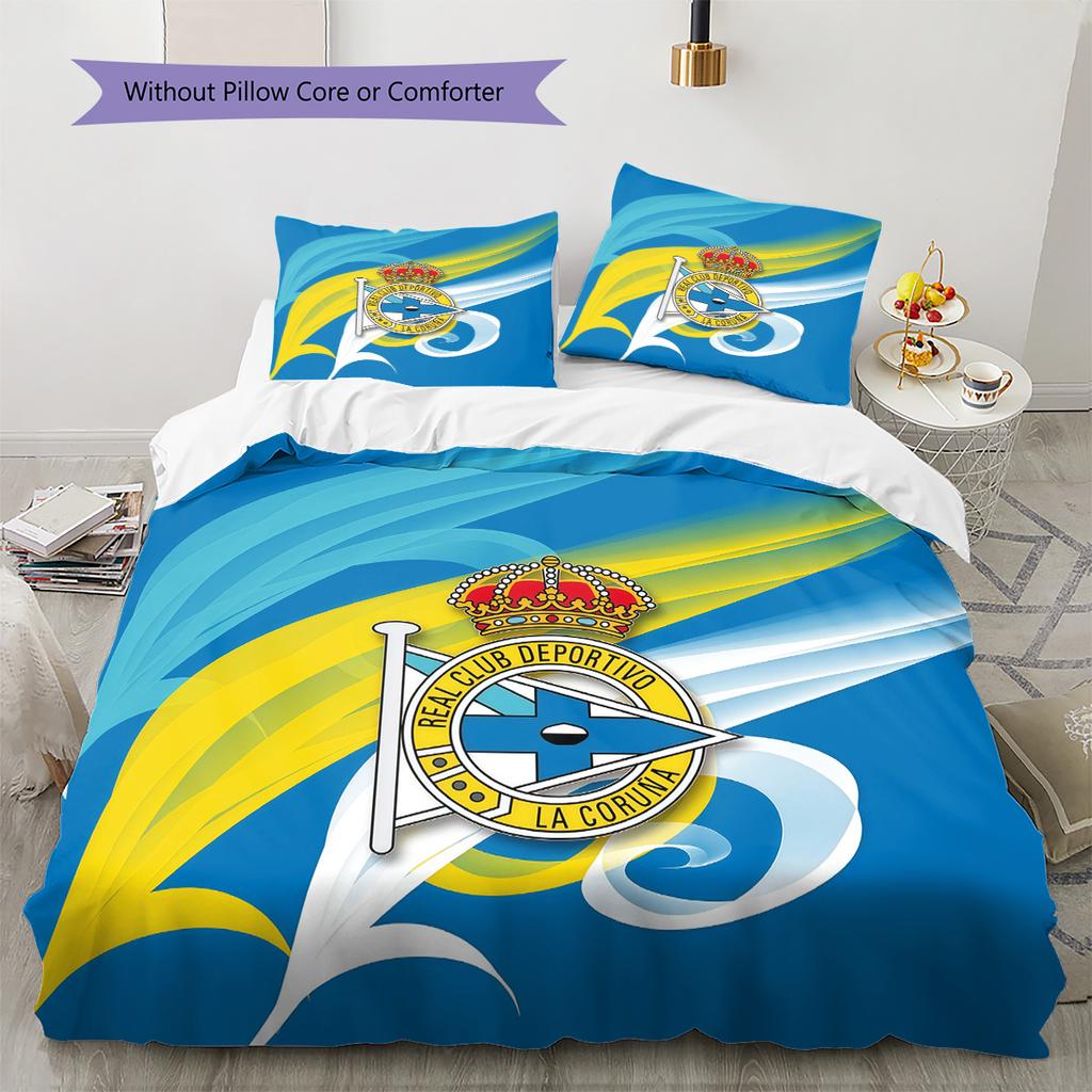 Juego de Colcha con Patrón del Deportivo La Coruña Decoración del Hogar Regalo (1 funda nórdica + 2 fundas de almohada sin relleno.)