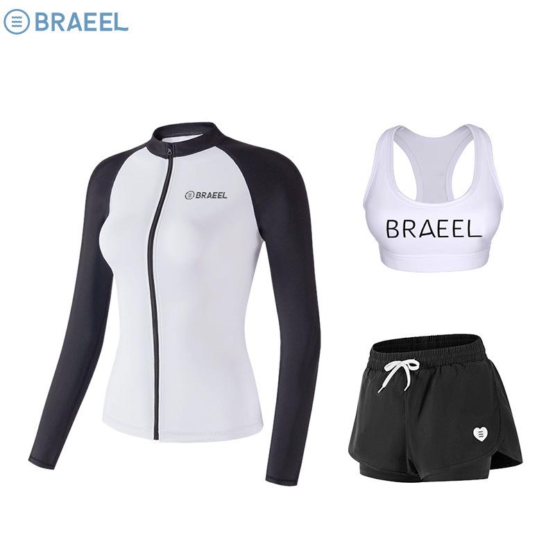 Korean Women's Quick-Dry Long-Sleeve Sun Protection Swimsuit for Surfing and Snorkeling