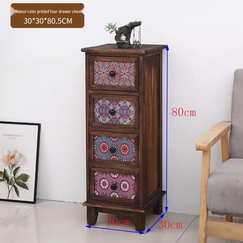 American Solid Wood Narrow Five-Drawer Sideboard and Bedside Cabinet