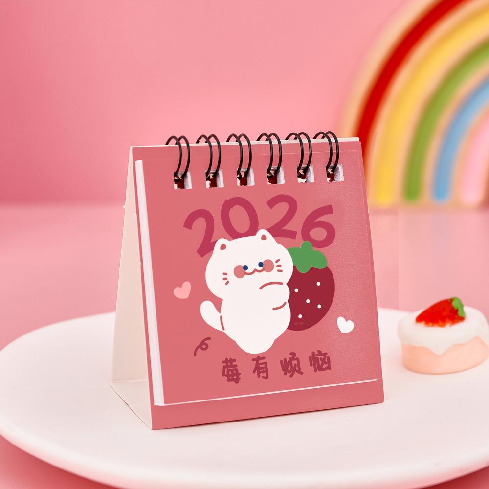 Mini Desk Calendar Cartoon Standing Flip Desktop Calendar, Small Daily Planning Monthly Calendar for Home